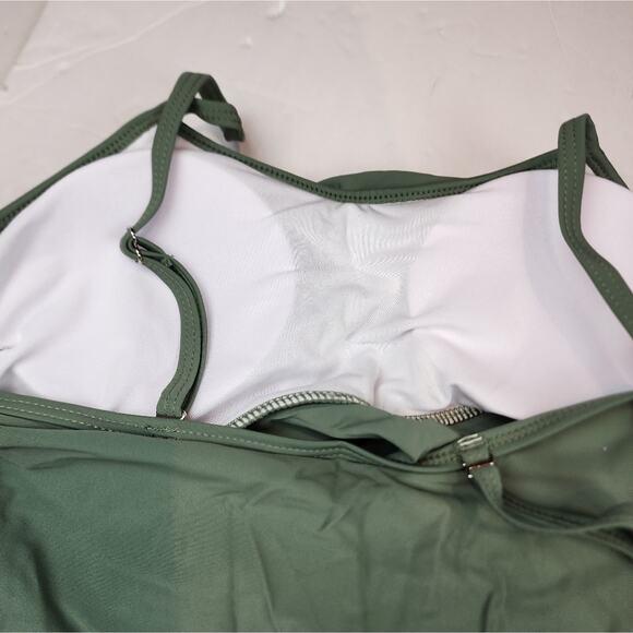 New Olive Green Black Swimsuit with Shorts Tankini Modest Bathing Suit Size XS - Picture 8 of 12